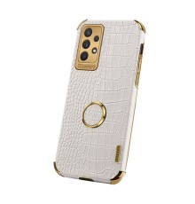 Чохол для Samsung Galaxy A73 5G з тисненням під шкіру крокодила і магнітним утримувачем White