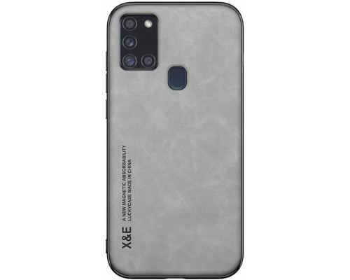 Шкіряний чохол Sheepskin з магнітом для Samsung Galaxy A21s Light gray Шкіряний чохол Sheepskin з магнітом для Samsung Galaxy A21s Light gray