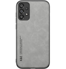 Шкіряний чохол Sheepskin з магнітом для Samsung Galaxy A72 Light gray