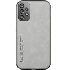 Шкіряний чохол Sheepskin з магнітом для Samsung Galaxy A73 5G Light gray