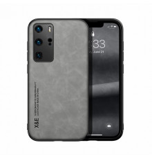 Шкіряний чохол Sheepskin з магнітом для Huawei P40 Pro Light gray