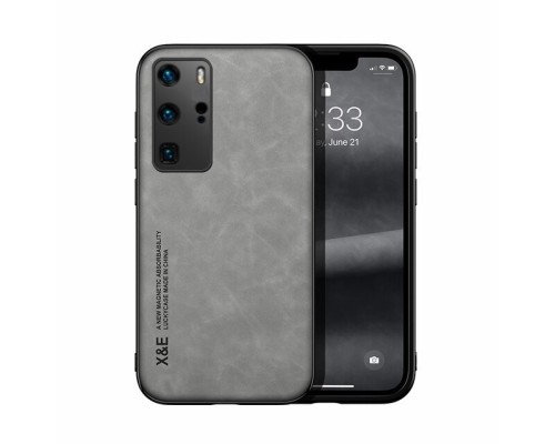 Шкіряний чохол Sheepskin з магнітом для Huawei P40 Pro Light gray Шкіряний чохол Sheepskin з магнітом для Huawei P40 Pro Light gray
