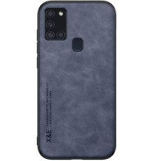 Шкіряний чохол Sheepskin з магнітом для Samsung Galaxy A21s Blue