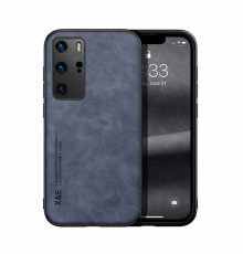 Шкіряний чохол Sheepskin з магнітом для Huawei P40 Pro Blue