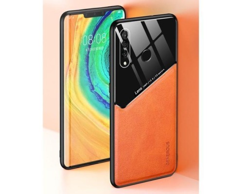 Бізнес чохол бампер GENEROUS для Huawei P30 Lite зі скла і штучної шкіри