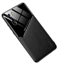 Бізнес чохол бампер GENEROUS для Oppo A91 / F15 / Reno3 з скла і штучної шкіри