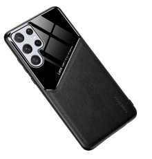 Бізнес чехол бампер GENEROUS для Samsung Galaxy S22 Ultra 5G зі скла і штучної шкіри