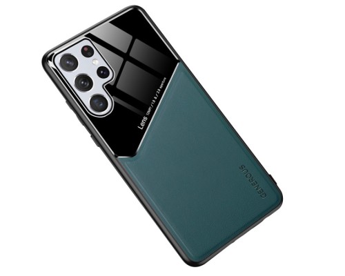 Бізнес чехол бампер GENEROUS для Samsung Galaxy S22 Ultra 5G зі скла і штучної шкіри Бізнес чехол бампер GENEROUS для Samsung Galaxy S22 Ultra 5G зі скла і штучної шкіри