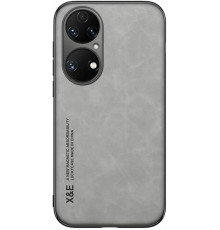 Шкіряний чохол Sheepskin з магнітом для Huawei P50 Light gray
