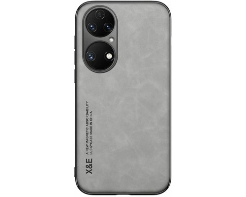 Шкіряний чохол Sheepskin з магнітом для Huawei P50 Light gray Шкіряний чохол Sheepskin з магнітом для Huawei P50 Light gray