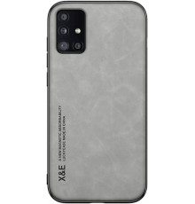 Шкіряний чохол Sheepskin з магнітом для Samsung Galaxy A51 4G Light gray