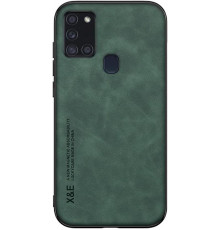 Шкіряний чохол Sheepskin з магнітом для Samsung Galaxy A21s Green
