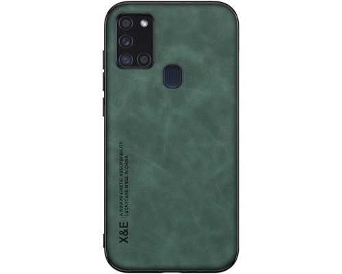 Шкіряний чохол Sheepskin з магнітом для Samsung Galaxy A21s Green Шкіряний чохол Sheepskin з магнітом для Samsung Galaxy A21s Green