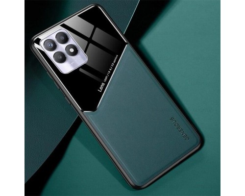Бізнес чехол бампер GENEROUS для Realme 8i зі скла і штучної шкіри