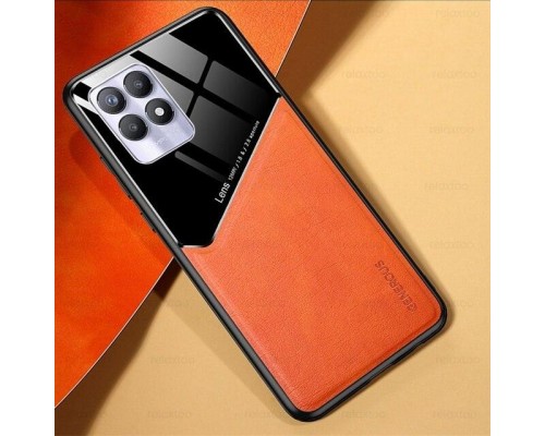 Бізнес чехол бампер GENEROUS для Realme 8i зі скла і штучної шкіри