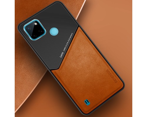 Бізнес чохол бампер GENEROUS для Realme C21 / C21Y / C25Y з скла і штучної шкіри Бізнес чохол бампер GENEROUS для Realme C21 / C21Y / C25Y з скла і штучної шкіри