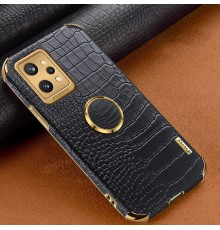 Чехол для Realme GT2 с тиснением под кожу крокодила и магнитным держателем