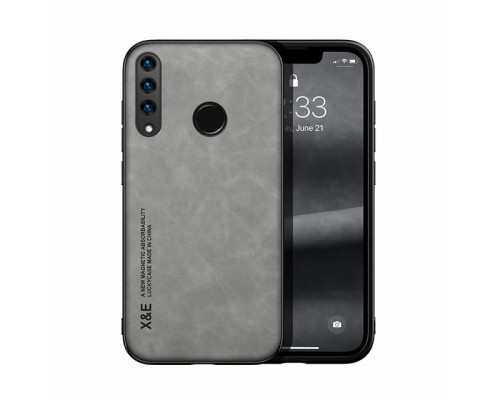 Шкіряний чохол Sheepskin з магнітом для Huawei P30 Lite Light gray Шкіряний чохол Sheepskin з магнітом для Huawei P30 Lite Light gray