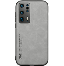 Шкіряний чохол Sheepskin з магнітом для Huawei P40 Pro Plus Light gray