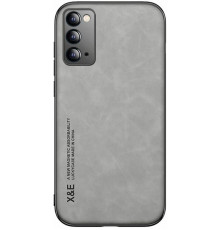 Шкіряний чохол Sheepskin з магнітом для Samsung Galaxy Note 20 Light gray