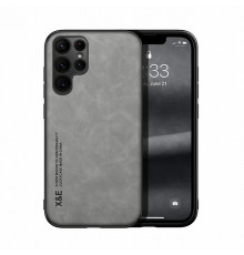 Шкіряний чохол Sheepskin з магнітом для Samsung Galaxy S23 Ultra Light gray