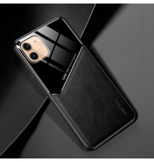 Бізнес чохол бампер GENEROUS для Apple Iphone 12 з скла і штучної шкіри