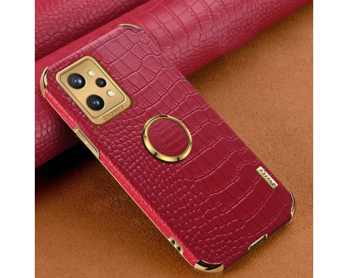 Чехол для Realme GT2 с тиснением под кожу крокодила и магнитным держателем Red Чехол для Realme GT2 с тиснением под кожу крокодила и магнитным держателем Red