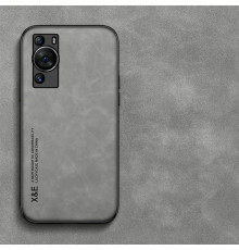 Шкіряний чохол Sheepskin з магнітом для Huawei P60 Pro Light gray