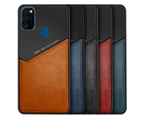 Бізнес чохол бампер GENEROUS для Samsung Galaxy M30s з скла і штучної шкіри Бізнес чохол бампер GENEROUS для Samsung Galaxy M30s з скла і штучної шкіри