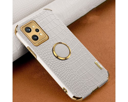 Чехол для Realme GT2 с тиснением под кожу крокодила и магнитным держателем White Чехол для Realme GT2 с тиснением под кожу крокодила и магнитным держателем White