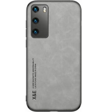 Шкіряний чохол Sheepskin з магнітом для Huawei P40 Light gray