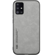 Шкіряний чохол Sheepskin з магнітом для Samsung Galaxy A71 4G Light gray