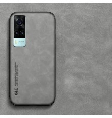 Шкіряний чохол Sheepskin з магнітом для Vivo Y31 / Y51 / Y53s 4G Light gray