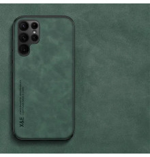 Шкіряний чохол Sheepskin з магнітом для Samsung Galaxy S22 Ultra Green