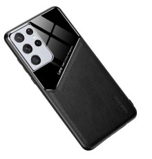 Бізнес чохол бампер GENEROUS для Samsung Galaxy S21 Ultra зі скла і штучної шкіри