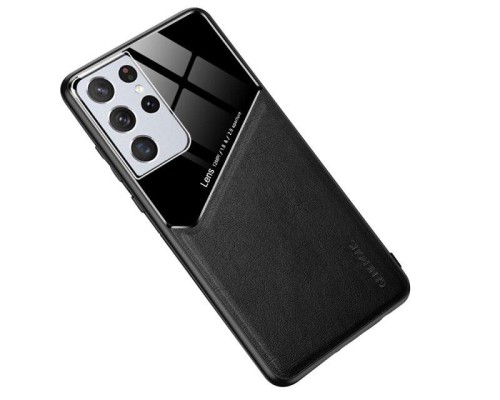 Бізнес чохол бампер GENEROUS для Samsung Galaxy S21 Ultra зі скла і штучної шкіри Бізнес чохол бампер GENEROUS для Samsung Galaxy S21 Ultra зі скла і штучної шкіри