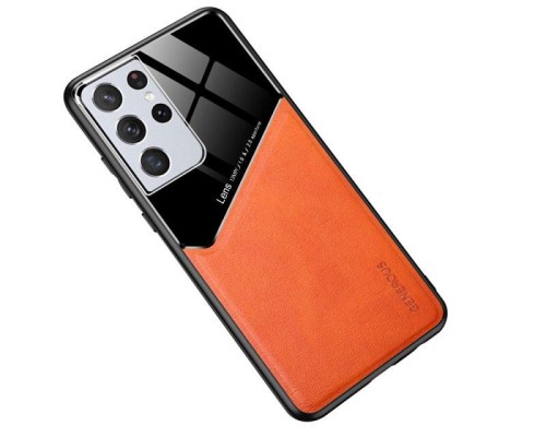 Бізнес чохол бампер GENEROUS для Samsung Galaxy S21 Ultra зі скла і штучної шкіри Бізнес чохол бампер GENEROUS для Samsung Galaxy S21 Ultra зі скла і штучної шкіри