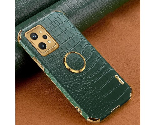 Чехол для Realme GT2 с тиснением под кожу крокодила и магнитным держателем Green Чехол для Realme GT2 с тиснением под кожу крокодила и магнитным держателем Green