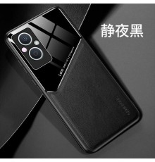 Бізнес чохол-бампер GENEROUS для Oppo Reno7 Lite / Reno8 Lite зі скла та штучної шкіри
