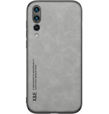 Шкіряний чохол Sheepskin з магнітом для Huawei P20 Light gray