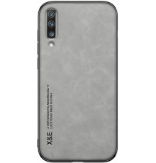 Шкіряний чохол Sheepskin з магнітом для Samsung Galaxy A70 Light gray