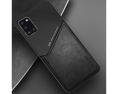 Бізнес чохол бампер GENEROUS для Samsung Galaxy A31 з скла і штучної шкіри