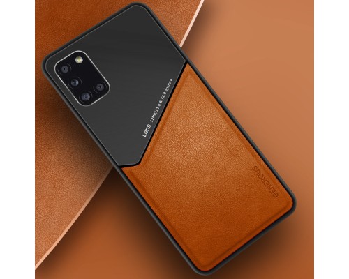 Бізнес чохол бампер GENEROUS для Samsung Galaxy A31 з скла і штучної шкіри